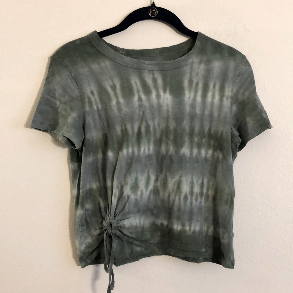 Aerie Green Tie Dye Short Sleeve Shirt